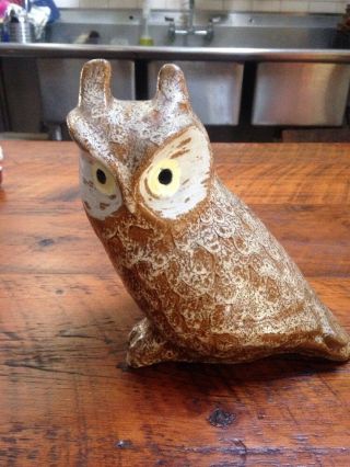 Vintage Pigeon Forge Tennessee Studio Pottery Handmade Large Horned Owl 9 "