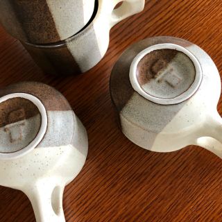 Jim McBride for Fabrik Stoneware Flat Cups Mugs Agate Pass Seattle - Set of 8 3