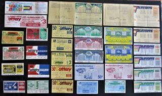 York Vintage State Paper Lottery Tickets,  Colorful 30 Different