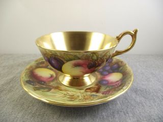 Aynsley Bone China Orchard Gold Cup & Saucer Signed N.  Brunt 3