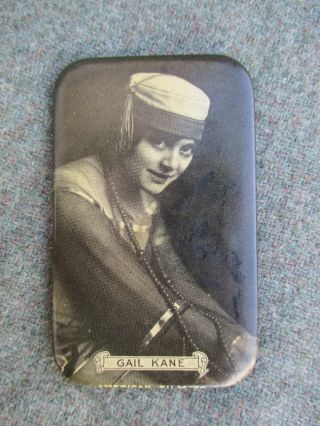 Vintage 1915 - 1921 Silent Movie Film Star Gail Kane Celluloid Pocket Mirror