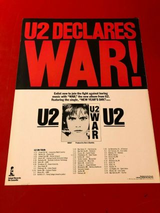 (unframed) U2 " War " Lp Album Cd Promo Ad
