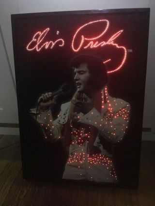 Elvis Presley Large Light Up Multicolored Wall Hanging Picture In Frame