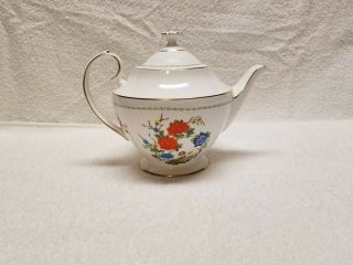 Aynsley Famille Rose Bone China Teapot Gold Trim England
