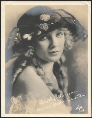 Silent Film Star Mary Miles Minter Vintage 1910s Photograph Autographed In Plate