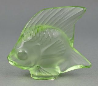 Vtg Lalique France Art Glass Pet Green Miniature Crystal Fish Sculpture