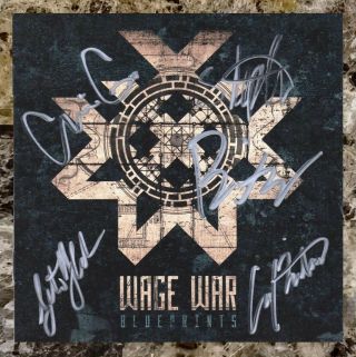 Wage War Blueprints Ltd Ed Signed By All 5 Rare Cd Booklet,  Metal Stickers