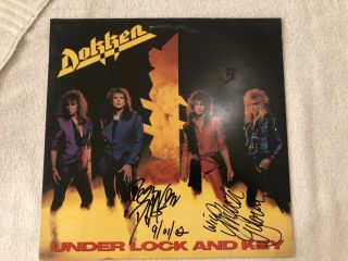 Dokken Under Lock And Key Album Signed Don Dokken Mick Brown Vintage Rare Look