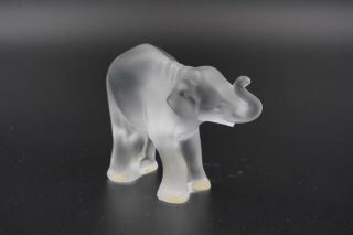 Lalique Timora Baby Elephant Cub Figurine Paperweight,  Trunk Up And Curled