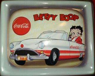 Betty Boop,  Coca Cola Lunchbox Vtg.  Tv Tin Tote Curly Handle,  Vandor Item Slc Ut