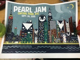 Pearl Jam Concert Poster - 9.  26.  15 Central Park Nyc Global Citizens Festival