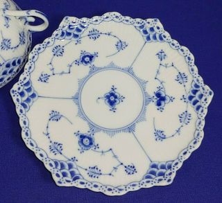 Royal Copenhagen Blue Fluted Full Lace Flat Cup with Saucer 1130 Denmark 3