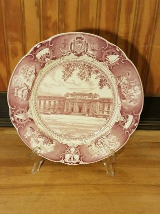 Wedgwood Us Naval Academy Main Entrance Bancroft Hall Mulberry Red Dinner Plate