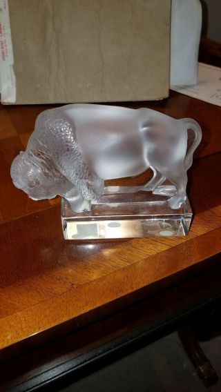 Lalique Bison / American Buffalo Paperweight Signed With Sticker