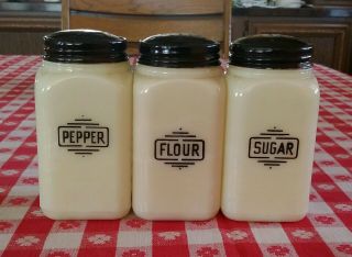 Mckee Custard Small Box Square Pepper Flour & Sugar Shakers -