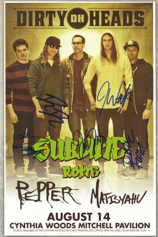 Dirty Heads Autographed Signed Concert Poster Dustin Bushnell,  Jared Watson
