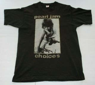 Vtg 1992 Pearl Jam T - Shirt - Choices - 9 Out Of 10 Kids Prefer Crayons To Guns Xl