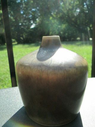 Palshus Pottery Denmark Vase Pls 1100 Incised Retro Flower Olive Green Weed Pot