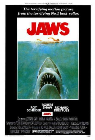 Jaws (1975) Style - A Steven Spielberg Roy Scheider Dreyfuss Movie Poster 27x40