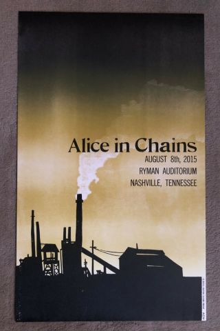 Alice In Chains 2015 Hatch Show Print Concert Poster @ Ryman,  Nashville Tn