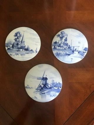 3 Delft Blue Joost Thooft & Labouchere 5 " Decorative Porcelain Disks