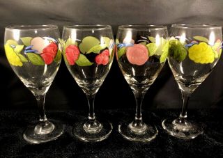 Franciscan Fresh Fruit (4) Goblets Wine Glasses 7 - 3/8 " England 