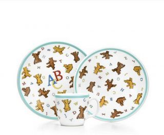 Tiffany & Co,  3 Pc Abc Bear Set Made In Japan - Discontinued Item
