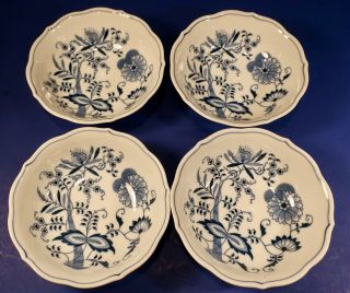 4 Blue Danube 6 " Blue Onion Coupe Cereal Bowls Rectangle Mark Japan - Pristine