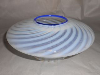 Vintage Fenton Blue Ridge Opalescent Swirl Low Elliptical Vase