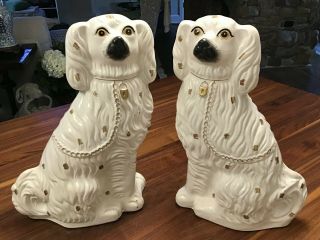 Very Large Matched Antique Staffordshire Spaniels