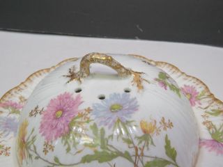Rare M.  Redon Limoges Porcelain France Hand Painted Coverd Cheese Keeper Dish 6
