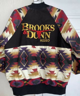 Vintage Brooks & Dunn Black Native Print Jerome Rodeo Tour Jacket Size L Usa