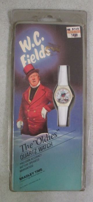 Mip Vintage 1985 Bradley Time Wc Fields The Oldies White Analog Wrist Watch