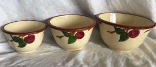 3 Vintage 50 S Franciscan Ware Usa Apple 3 Nesting Nested Mixing Bowls