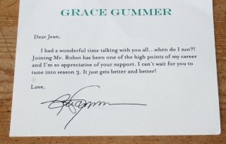 Grace Gummer Mr.  Robot Hand Signed Letter Card Thank You Autograph Fyc 46