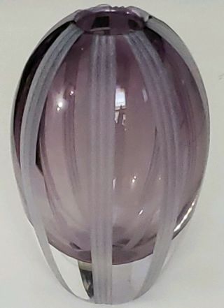 Waterford Evolution Purple Haze Art Glass Centerpiece Vase 8 1/4” Euc