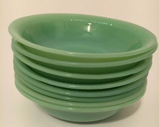 8 Fire King Jane Ray Jadeite Cereal Bowls 6 " All Marked Oven Ware Made In Usa
