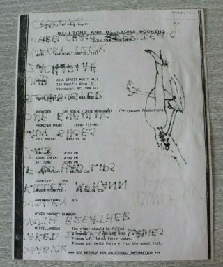 THE JESUS LIZARD 1990s Setlist Handwritten Autographed & Illustrated David Yow 3