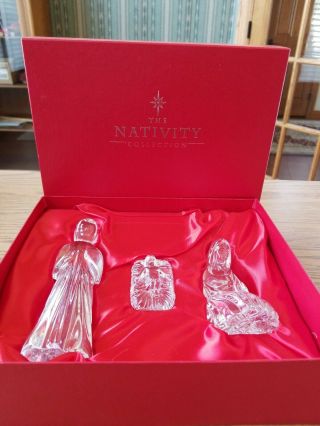 Irish Waterford Crystal 3 - Piece Holy Family Nativity Figurines Ireland