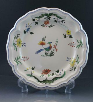Gien France Oiseaux De Paradis 12 " Chop Plate Cake Platter Bird & Flower Motif
