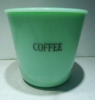 Mckee Jadeite Large Glass 40 Oz Cylinder Coffee Canister W/ Lid - Signed