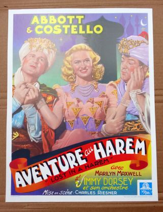 Abbott And Costello 1944 Film " Lost In A Harem " Movie Poster