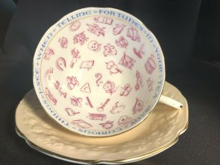 Paragon Fortune Telling Teacup & Saucer - Peach C.  1935 Stamp - Fruit Mold Body