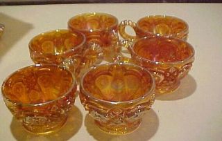 Vintage Imperial Carnival Glass Punch Bowl Set w/ 6 Cups.  All Not Signed 4