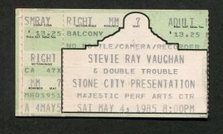 1985 Stevie Ray Vaughan Concert Ticket Stub San Antonio Tx Soul To Soul