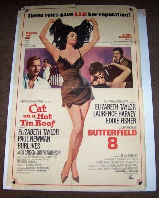 Cat On A Hot Tin Roof/butterfield 8 1 - Sheet 1966 Movie Poster Elizabeth Taylor