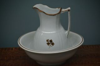 Alfred Meakin Tea Leaf Royal Ironstone Wash Bowl And Ewer