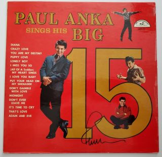Paul Anka Signed Sings His Big 15 Vinyl Record Album Singer Songwriter Rad