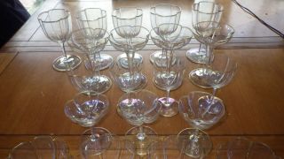 Vintage Drinkware Glasses Barware Water Goblets Champagne stems 20 piece set 7