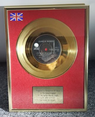Guns And Roses Gold Framed Disc For Sales Of 